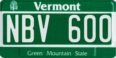 VT license plate NBV600