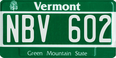 VT license plate NBV602