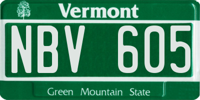 VT license plate NBV605