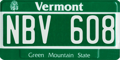 VT license plate NBV608