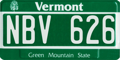 VT license plate NBV626