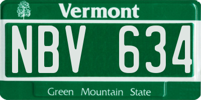 VT license plate NBV634