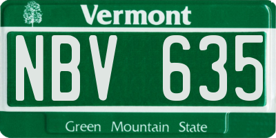 VT license plate NBV635