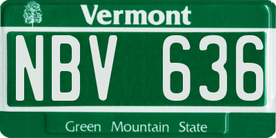 VT license plate NBV636