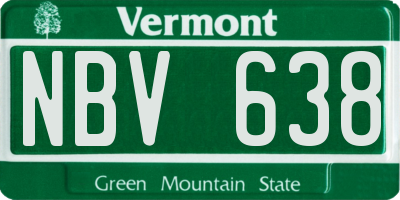 VT license plate NBV638