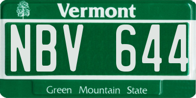 VT license plate NBV644