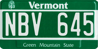 VT license plate NBV645