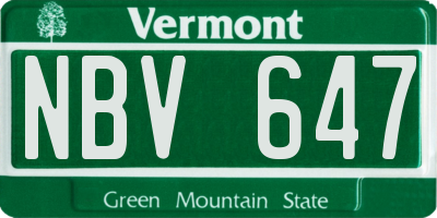 VT license plate NBV647