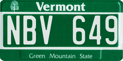 VT license plate NBV649