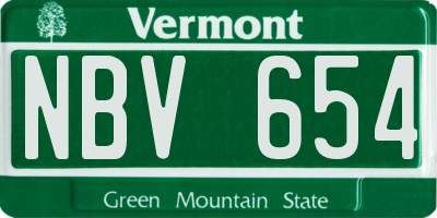 VT license plate NBV654