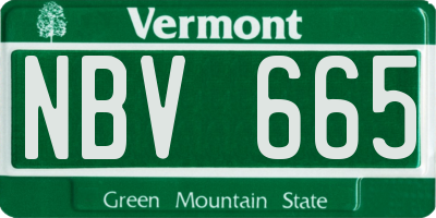 VT license plate NBV665