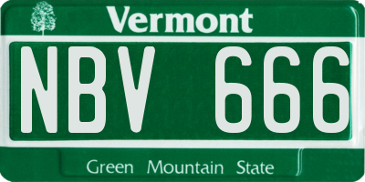 VT license plate NBV666