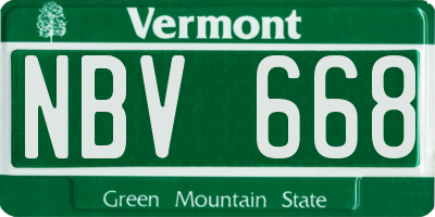 VT license plate NBV668
