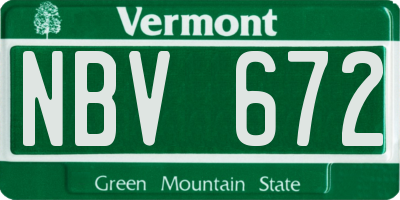VT license plate NBV672