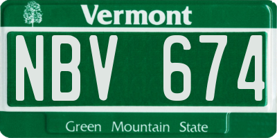 VT license plate NBV674