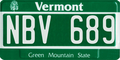 VT license plate NBV689