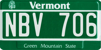 VT license plate NBV706