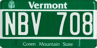 VT license plate NBV708