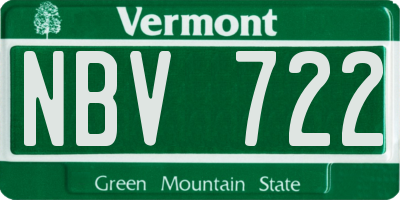 VT license plate NBV722