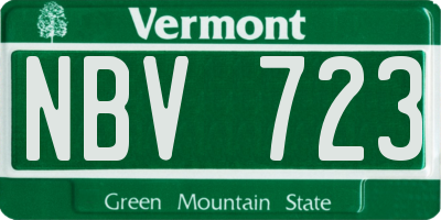 VT license plate NBV723