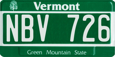 VT license plate NBV726