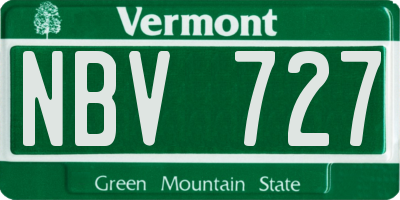 VT license plate NBV727