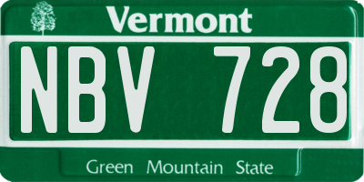 VT license plate NBV728