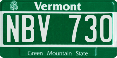 VT license plate NBV730