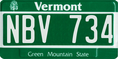 VT license plate NBV734
