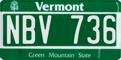VT license plate NBV736