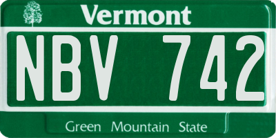 VT license plate NBV742