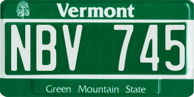 VT license plate NBV745