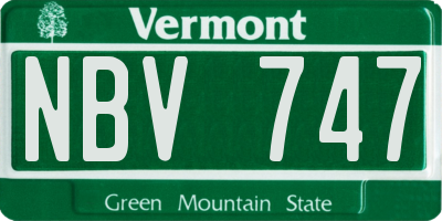 VT license plate NBV747