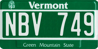VT license plate NBV749