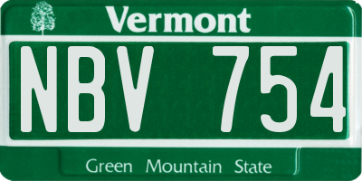 VT license plate NBV754