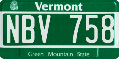 VT license plate NBV758