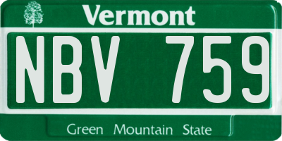 VT license plate NBV759