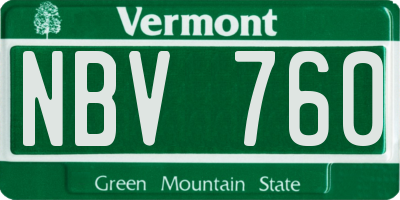 VT license plate NBV760