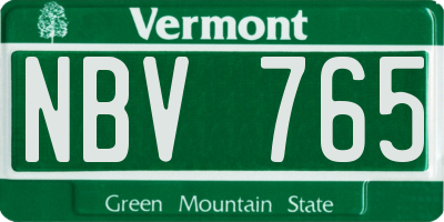 VT license plate NBV765