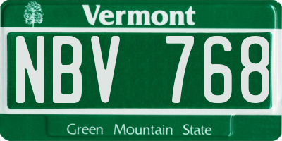 VT license plate NBV768