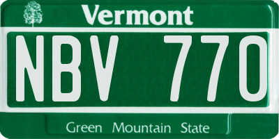 VT license plate NBV770