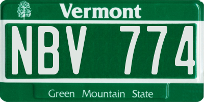 VT license plate NBV774