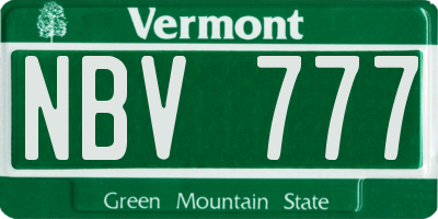 VT license plate NBV777