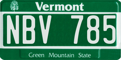 VT license plate NBV785