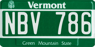 VT license plate NBV786