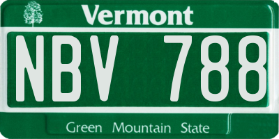VT license plate NBV788