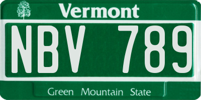 VT license plate NBV789