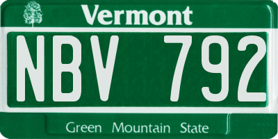 VT license plate NBV792