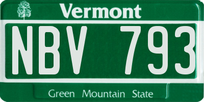 VT license plate NBV793