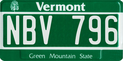 VT license plate NBV796